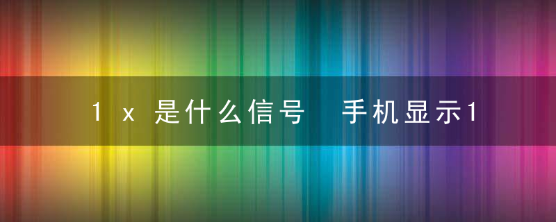 1x是什么信号 手机显示1x是什么意思